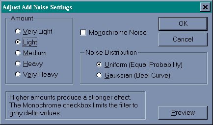 Adjust Add Noise Settings Dialog